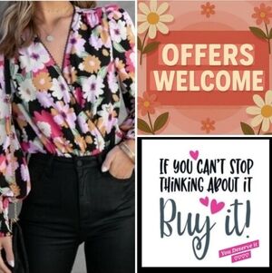 Skylar Rose Floral Bodysuit - Blk/Pink. Excellent Condition NWOT Size Small